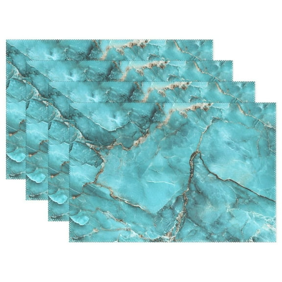 Ryvnso Placemats Set of 4 Turquoise Marble Dining Mats Heat-Resistant Non-Slip Washable Table Mat