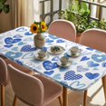 thumbnail image 3 of Valentine's Day Table Cloths for 3 Foot Rectangle Tables, Blue Love Heart Romantic Me You Patio Waterproof Elastic Fitted Tablecloths, Washable Rectangular Table Cover for Camping, 3 of 8