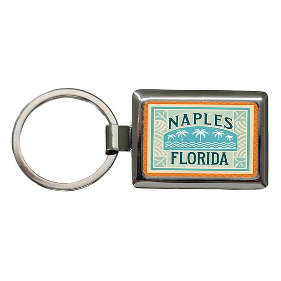 Naples FL Florida Travel Vacation Stamp Metal Rectangle Keychain