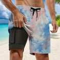 thumbnail image 2 of Mens Swim Trunk Batik Gradient Quick Dry 2 In 1 Bathing Suit Swimming Board Shorts Mesh Lining Light Blue M, 2 of 4