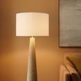 thumbnail image 5 of Saylor Carved Ribbed Wood Floor Lamp With Drum Shade in White Gray, 5 of 10