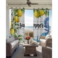 thumbnail image 2 of Summer Lemon Blackout Curtains for Bedroom Living Room, Oceans Blue Shells Starfish Flower White Wood Grain 45 In Long Thermal Insulated Room Darkening Drapes Grommet Window Treatments, 52 x 45 In, 2 of 9