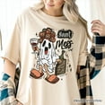 thumbnail image 2 of Haunt Mess Wine-Loving Ghost T-Shirt, Funny Halloween Tee with Spooky Ghost, 2 of 8