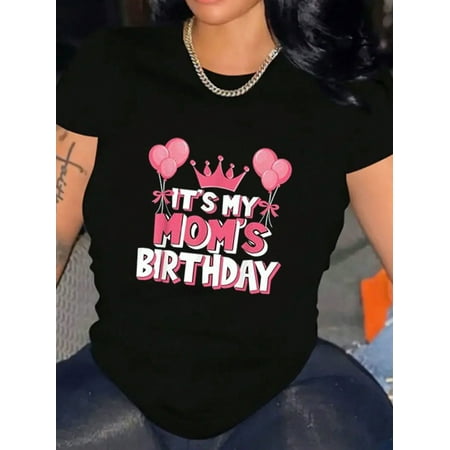 Sweet Pink Crown Mom Valentine's Day Women Graphic Short Sleeve Cotton T-Shirt