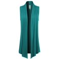 thumbnail image 1 of Made by Olivia Women's [Made in USA] Open Front Draped Waterfall Sleeveless Shawl Cardigan Vest (S-3XL) Jade M, 1 of 4