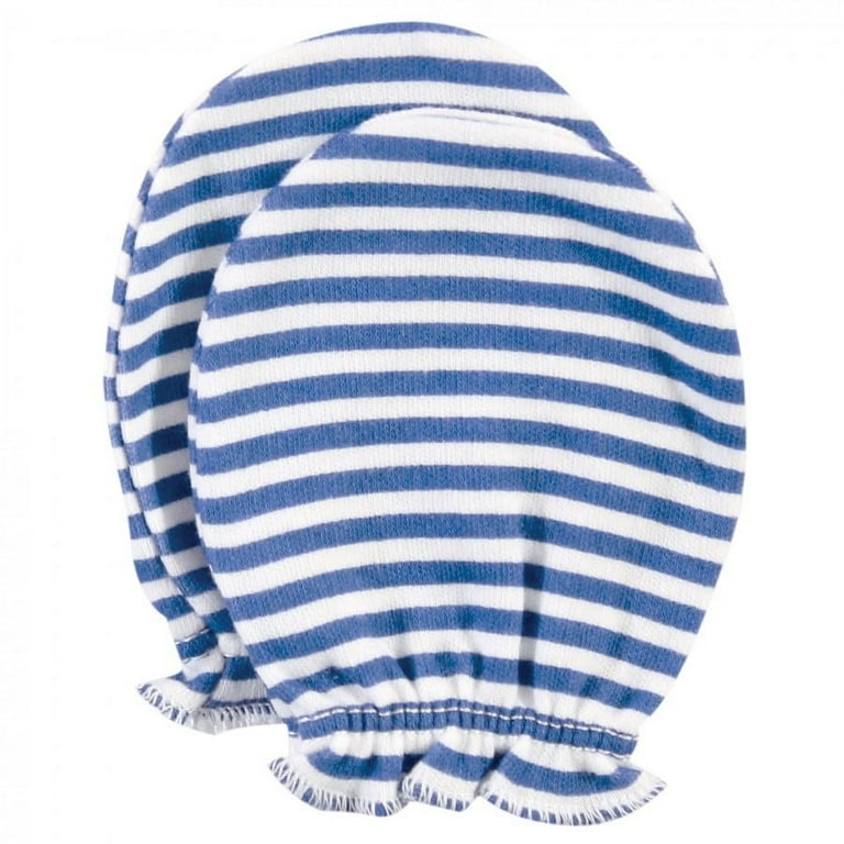 Hudson Baby Infant Boy Cotton Scratch Mittens, Blue Whale, 0
