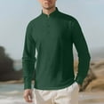 thumbnail image 2 of GuangCheng Mens Linen Henley Shirts,Long Sleeve,Lightweight,Casual,Breathable,Comfortable,Loose Fit,T Shirts,Army Green,Size M, 2 of 9