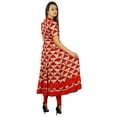 thumbnail image 2 of Bimba Womens Long Anarkali Kurta Kurti Half Sleeves Classic Red Dress Fashion, 2 of 8
