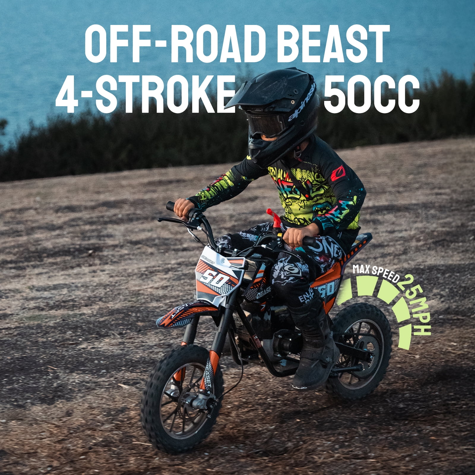 Gas Dirt Bike,50cc 4-Stroke Gas Powered Mini Bike for Adults & Teens,with Disc Brakes&Suspensions,Up to 25 Mph