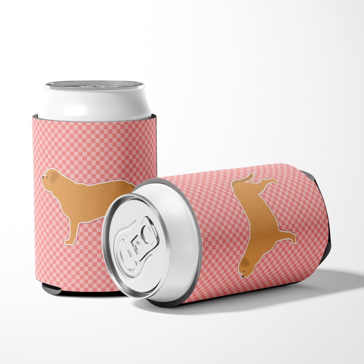 Dogue de Bordeaux Checkerboard Pink Can or Bottle Hugger