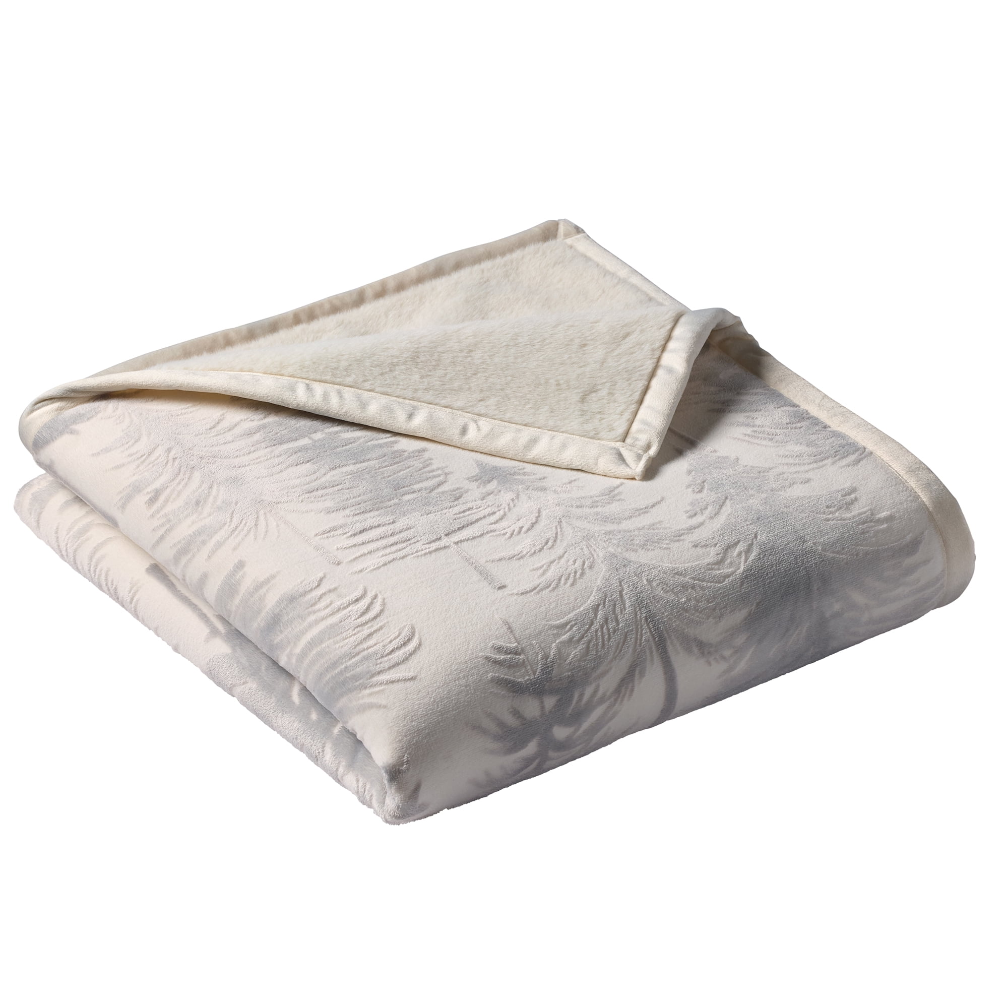 Better Homes & Gardens Printed Velvet Plush Reverse to Faux Fur Super Soft Throw Blanket, Oversized, Whimsical Forest Grey