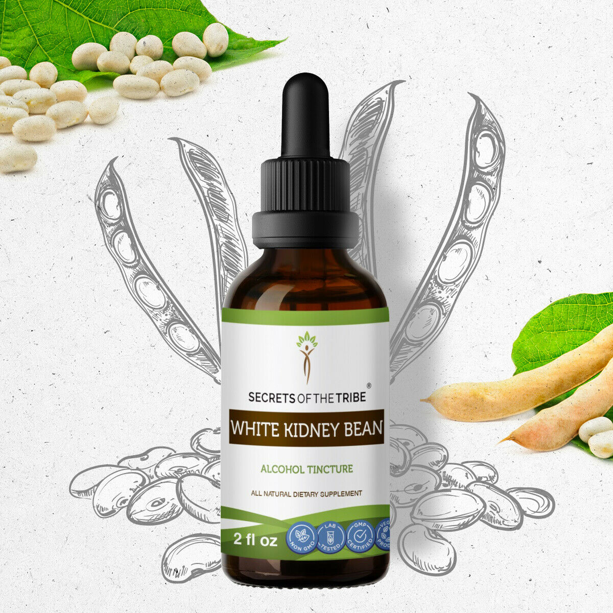 White Kidney Bean Tincture Alcohol Extract, Phaseolus vulgaris Healthy