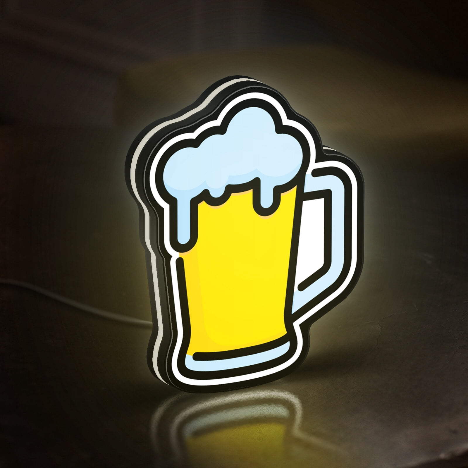 Beer Mug 3D Novelty Light Box for Bar Decor, Personalized Text Option, Alcohol Drink Lamp Featuring Glass Mug and Cold Beverage Design (Width 8 inch, 20cm)