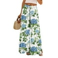 thumbnail image 2 of Dress Pants Women Petite High Waisted Wide Leg Summer Beach Vacation Pants Boho Lounge Casual Palazzo Trousers, 2 of 7