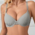 thumbnail image 2 of Kvture Push Up Bra Smoothing Underwire T-Shirt Bras for Women Deep Plunge Lift Up Padded Cup Gray Bra 70B, 2 of 7