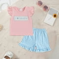 thumbnail image 2 of KPOPLK Toddler Baby Girl Birthday Outfit Birthday Girl Shirt Ruffle Gingham Shorts Cute Summer Clothes Cake Outfits(Sky Blue&2,12-18 Months), 2 of 7