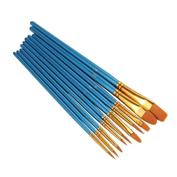 Youkk Ensemble de 10 pinceaux Aquarelle Peinture acrylique Nylon Art Cheveux Peinture Dessin Kit Brosses