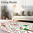 thumbnail image 2 of ODIKA 6'x9' Machine Washable Non-Slip Area Rug, Cheerful Holiday Elves Scene with Cane and Ornament Accents High Traffic Rug with Pad, Red, 733592, 2 of 8