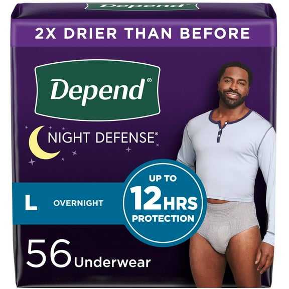 Night Defense Incontinence Disposable Underwear for Men - Overnight Absorbency - L - 56ct