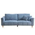 thumbnail image 6 of 87.2 inch Mid-Century Modern 3-Seater Linen Fabric Couch with Vertical Channel Tufting and 2 Pillows,Blue, 6 of 11