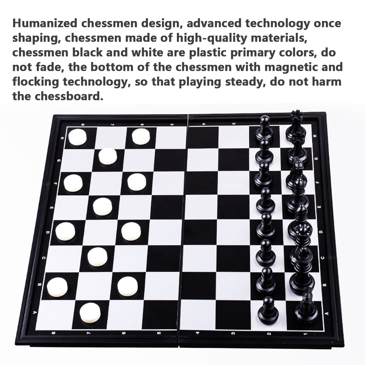 HJUIK Chess Game Set Portable Travel Games Chess & Checkers & Backgammon 3 in 1 Set Without Magnetic Board Size 34x34cm Kids Gift Wooden