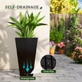thumbnail image 5 of Outsunny Set of 3 Tall Planters with Drainage Hole, 28" Outdoor Flower Plant Pots, Indoor Planters for Porch Patio and Deck, Black, 5 of 10