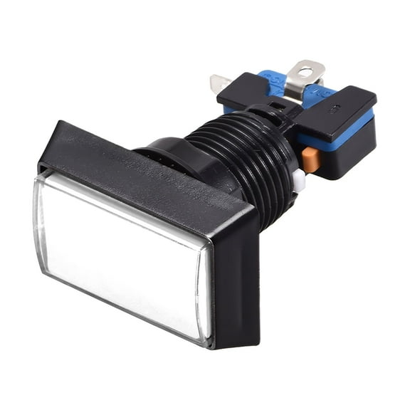 Game Push Button 49x33 Rectangle 12V LED Illuminated Push Button Switch with Micro switch for Arcade Video White 1pcs