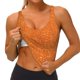 thumbnail image 3 of Balery Orange Glitter Sujetadores deportivos con espalda cruzada para mujer, acolchados, sin costuras, de alto impacto, ideales para yoga, gimnasio, entrenamiento y fitness.-Medium, 3 of 8
