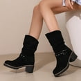 thumbnail image 4 of Mostsola Women's Slouchy Motorcycle Boots Suede Lug Sole Heel Wide Calf Riding Boots, 4 of 9