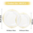 thumbnail image 2 of 100 PCS Clear and Gold Plastic Plates for 50 Guests, Clear Disposable Plates Include 50 PCS Dinner Plates, 50 PCS Dessert Plates for Party, Wedding and Graduation, 2 of 7