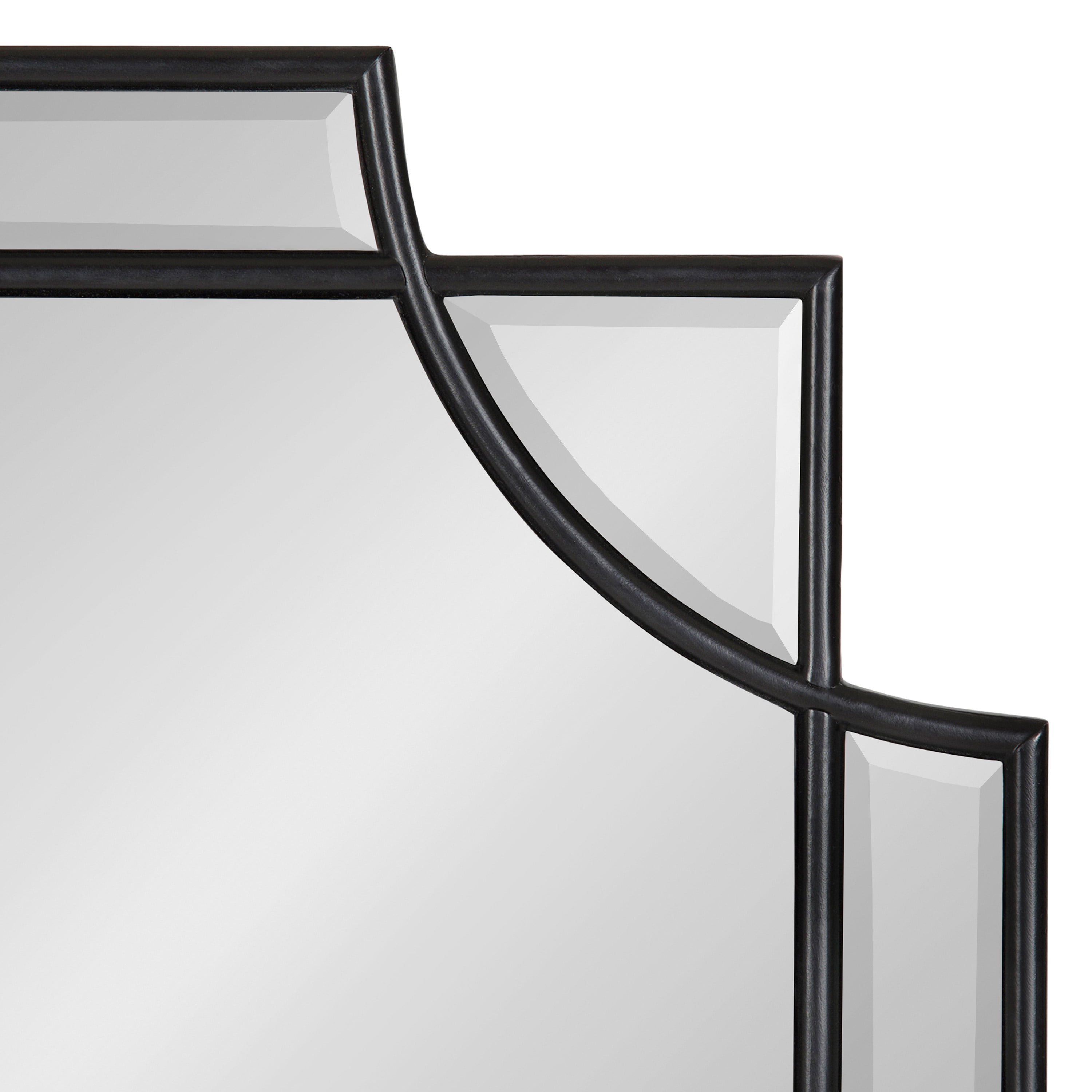 Kate and Laurel Minuette Glam Wall Mirror, 24" x 36", Black, Elegant Traditional Home Decor With A Boho Charm