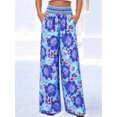thumbnail image 4 of Wide Leg Pants Woman Summer Smocked Waist Floral Pant Wear Spring Beach Vacation Clothes for Women XL, 4 of 8