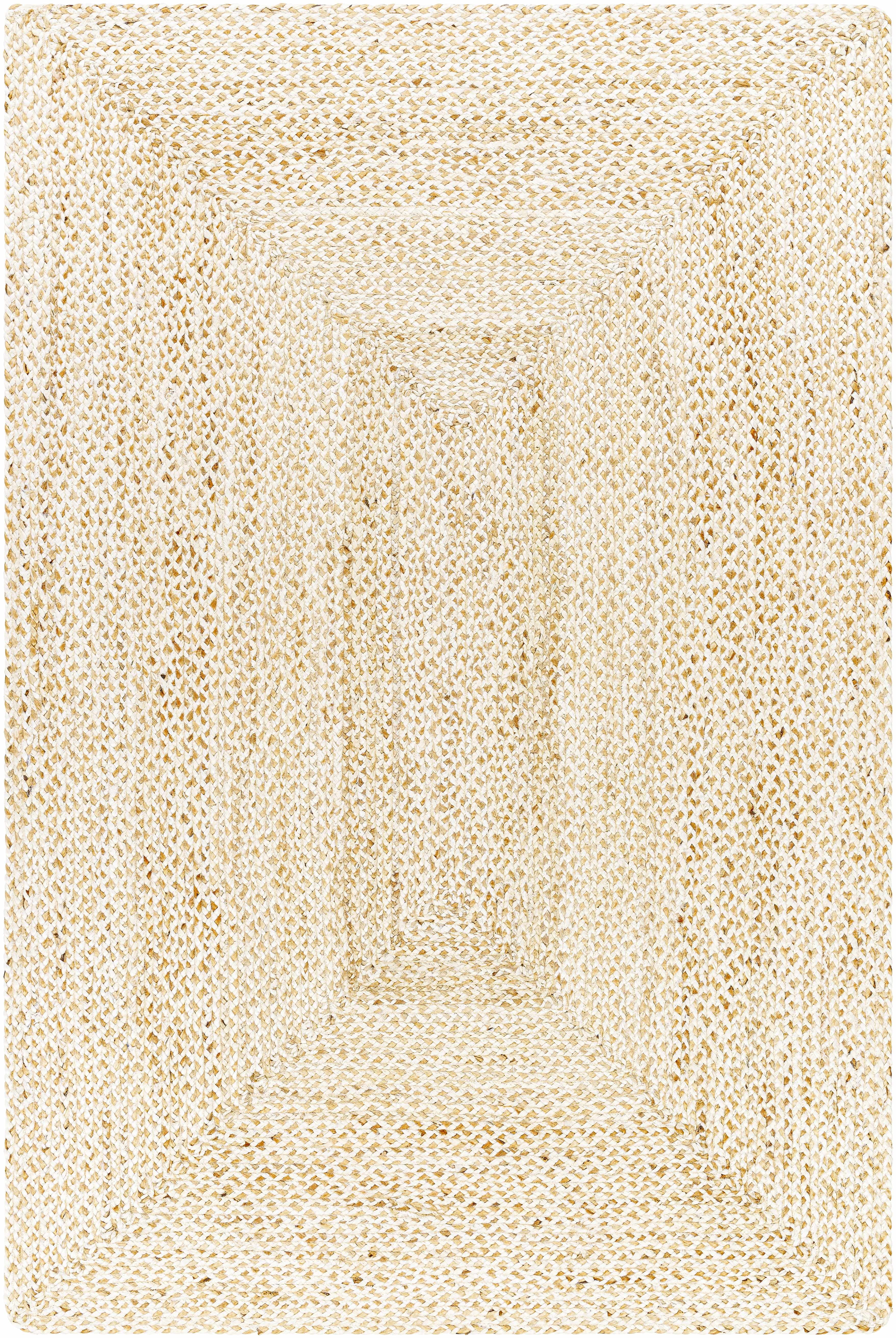 Hauteloom Elkie Jute Living Room, Bedroom Area Rug - Farmhouse - Bone - 9' x 12'
