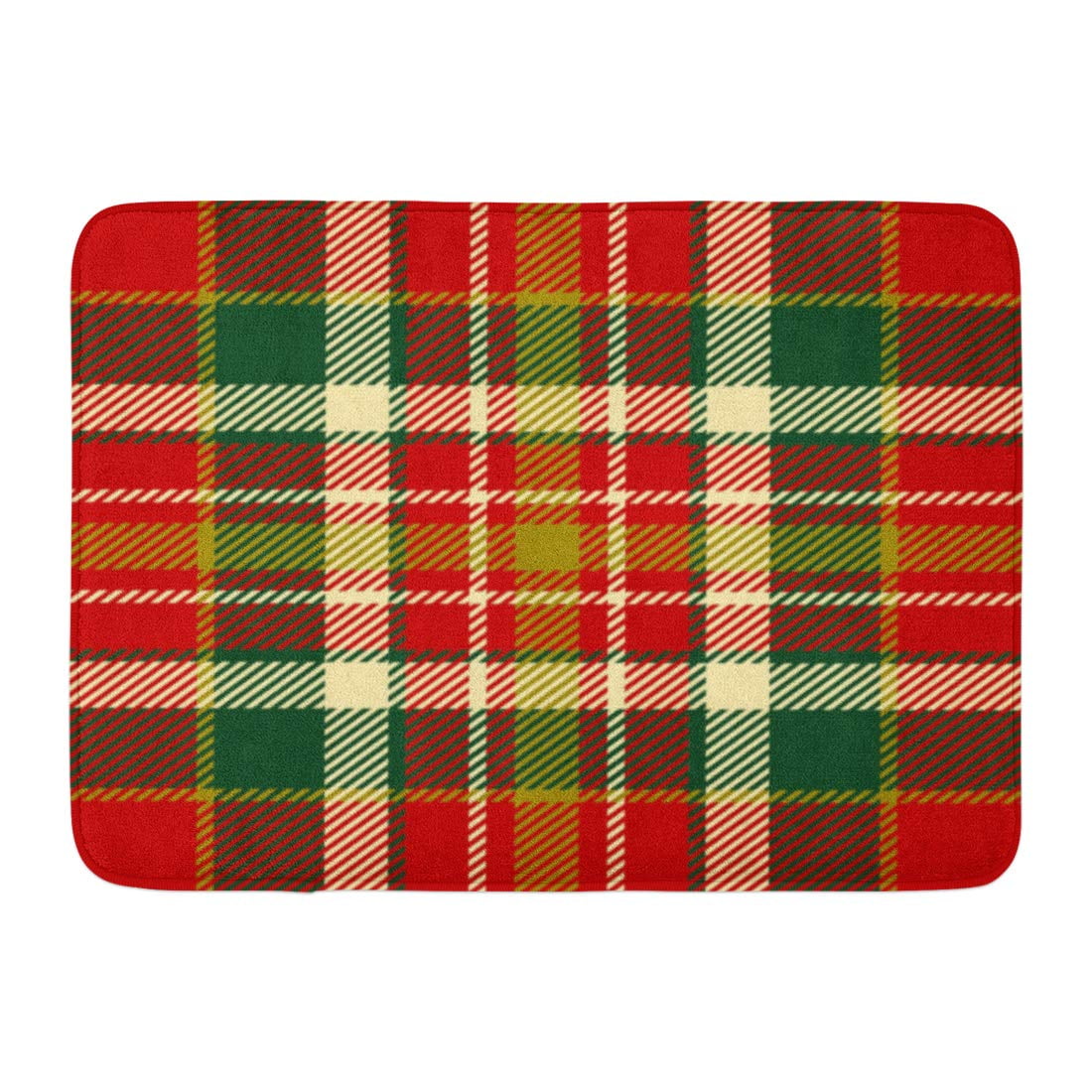 Green Plaid Tartan Floor Mat