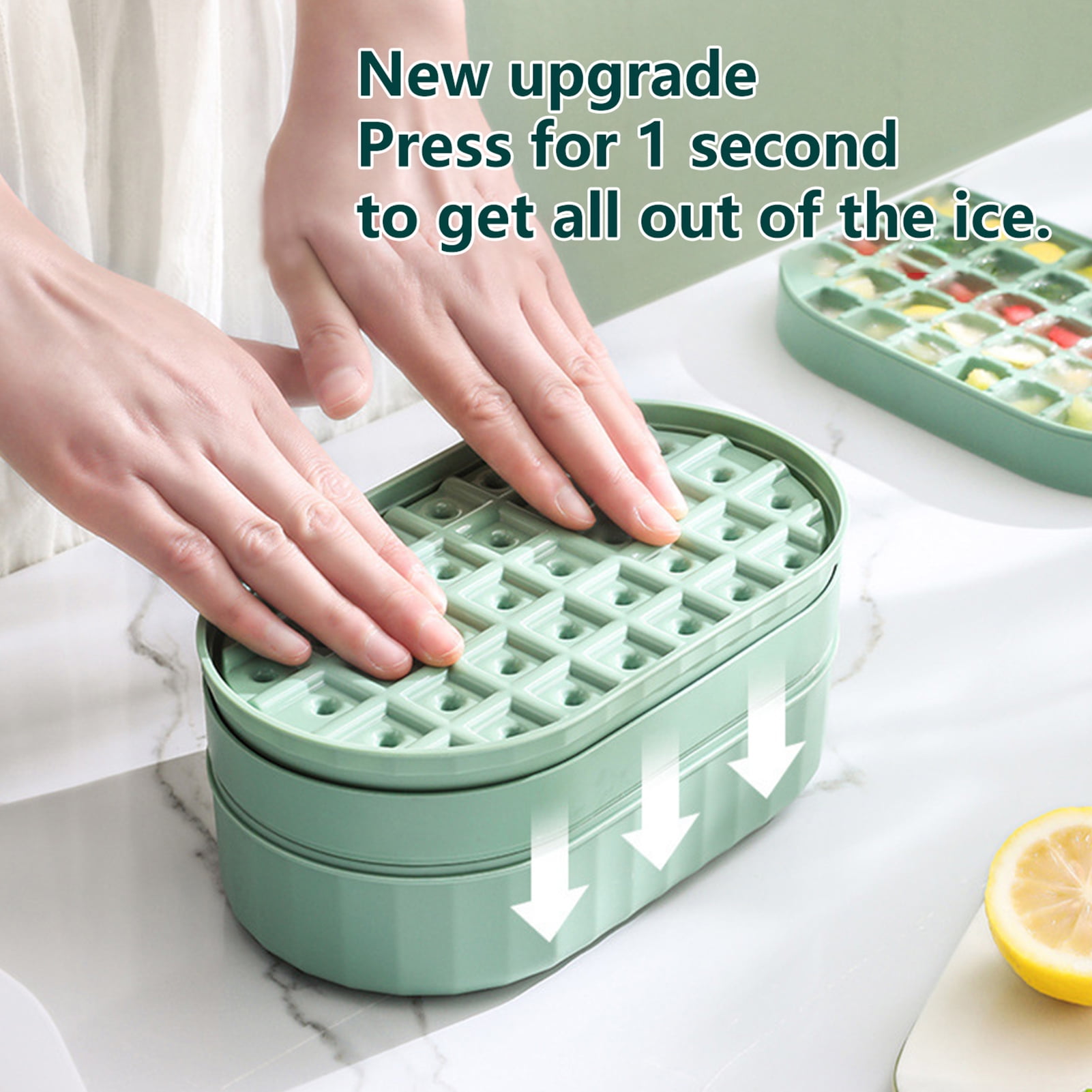 2pcs/set Household Non-covered Large Ice Cube Tray With 4 Grids, Thickened  Silicone Baking Pan For Cakes And Sweets, Kitchen Divided Container