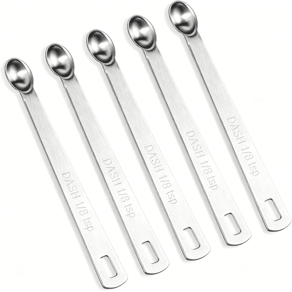 ACDANC 5 Pcs 1/8 Teaspoon Measuring Spoons, Stainless Steel Mini Scoop for Spices, Oil, and Cooking Wine, Compact Kitchen Baking and Cafe Tools