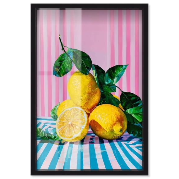 Lemon Grove Lines Shadowbox Print Summer Art Prints by Art Remedy, Black Frame, 10 x 15