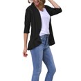 thumbnail image 4 of Cárdigan Casual Abierto de Ropa de Mujer con Volantes de Manga 3/4 de Ojales Chic para el Día de San Valentín S Negro, 4 of 6