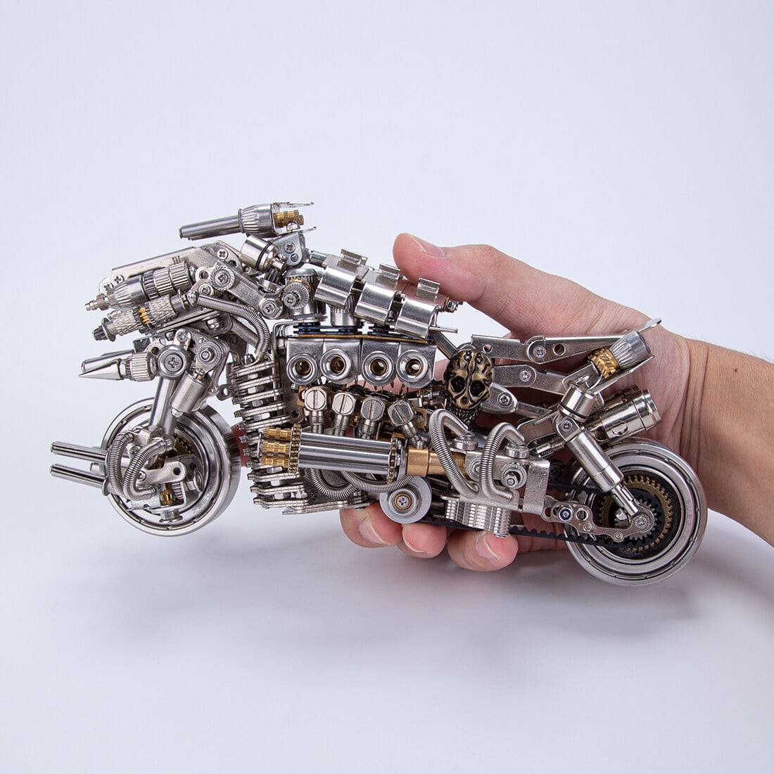 Motorcycle 3D DIY Metal Assembly Model | 600+ Piece Stainless Steel Puzzle Kit with Detailed Manual | Collector's Display for Home & Office Decor
