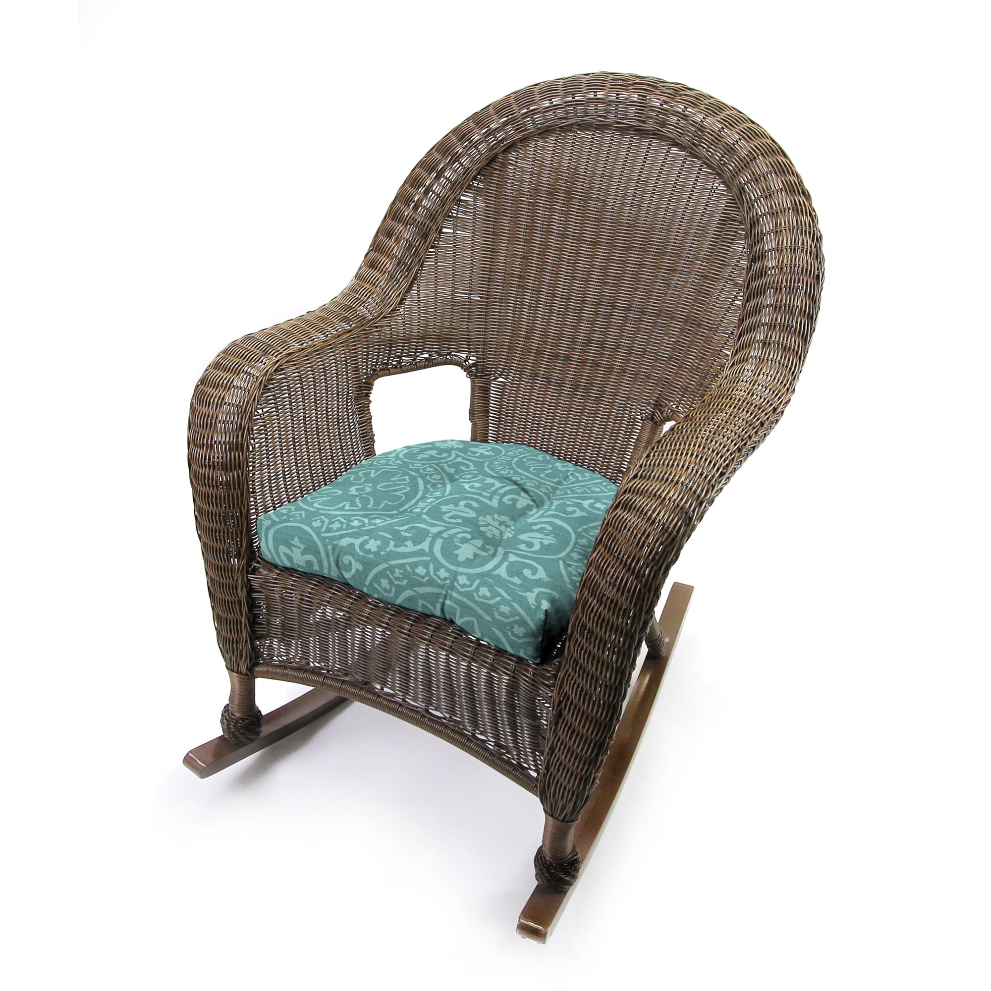 Jordan Manufacturing 18 x 18 Light Turquoise Medallion Tufted Outdoor Seat Cushion (2 Pack)
