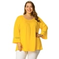 thumbnail image 1 of BluDelanteFrunciCon Mangas Raglán Kimono Con Panel De Ganchillo De TalGrande PaMujer Amarillo XXL, 1 of 6
