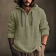 thumbnail image 2 of New Men's Casual Blouse Cotton Linen T-Shirt Loose Tops Long Sleeve Tee Shirt Spring Autumn Casual Men's Shirts Hoodie, 2 of 5