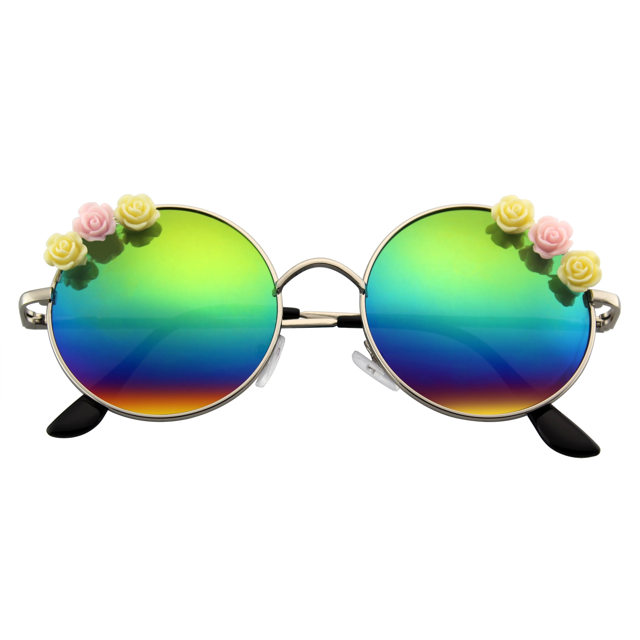 Emblem Eyewear Flower Sunglasses Hippie Boho Festival Circle Round