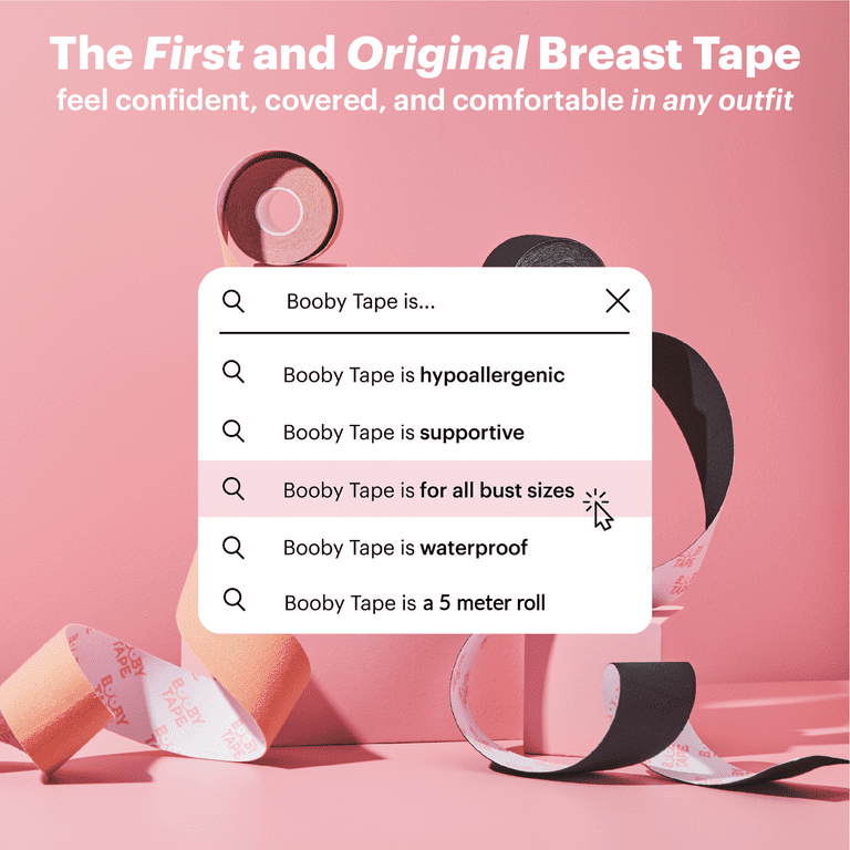 HOTBUY, （Black）Boob Tape, Breast Lift Tape and Nipple Covers, Push up Tape  and Breast Pasties Strapless Bra Tape Chest Support Tape, Size : S