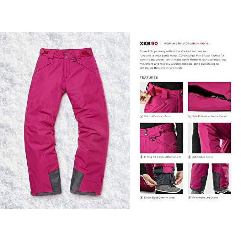TSLA Women's Winter Snow Pants, Waterproof Insulated Ski Pants