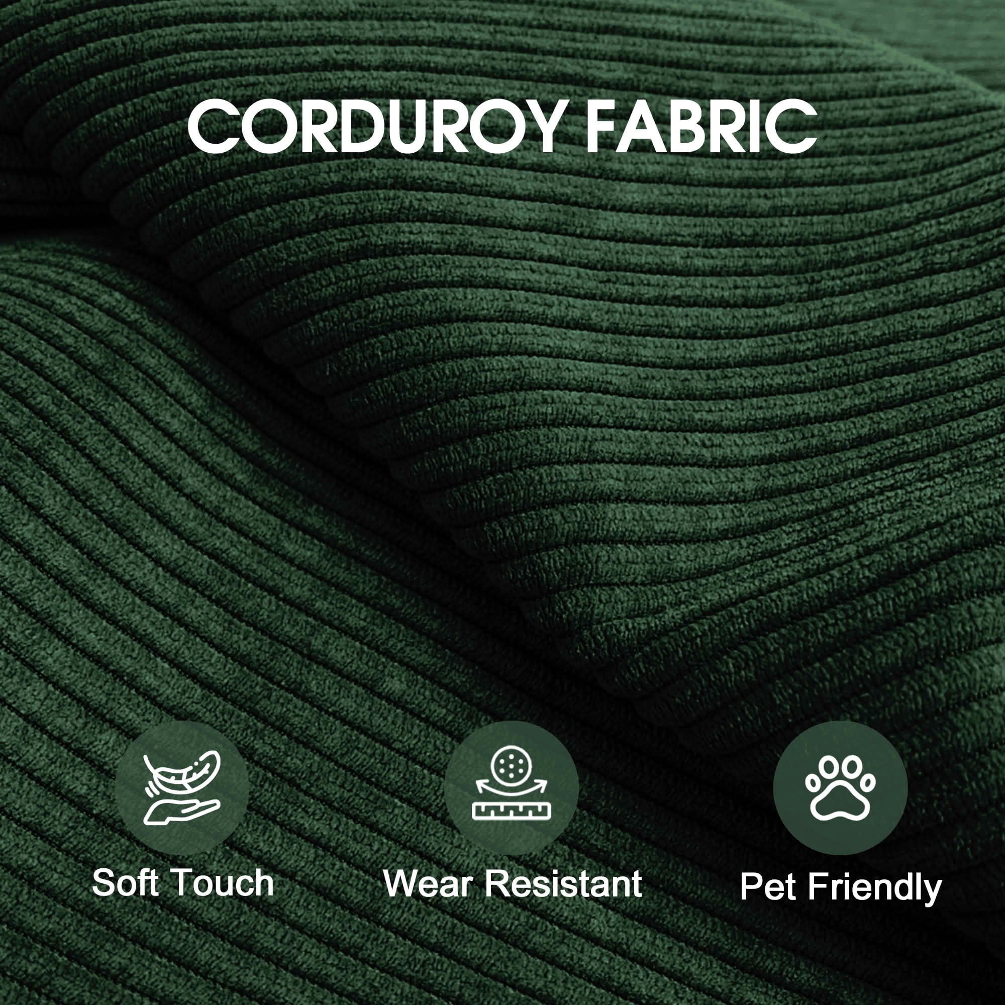 MAYEERTY 78.8" Corduroy Compression Sofa Bed, Convertible Futon Couch with Pillow Back Support,Green