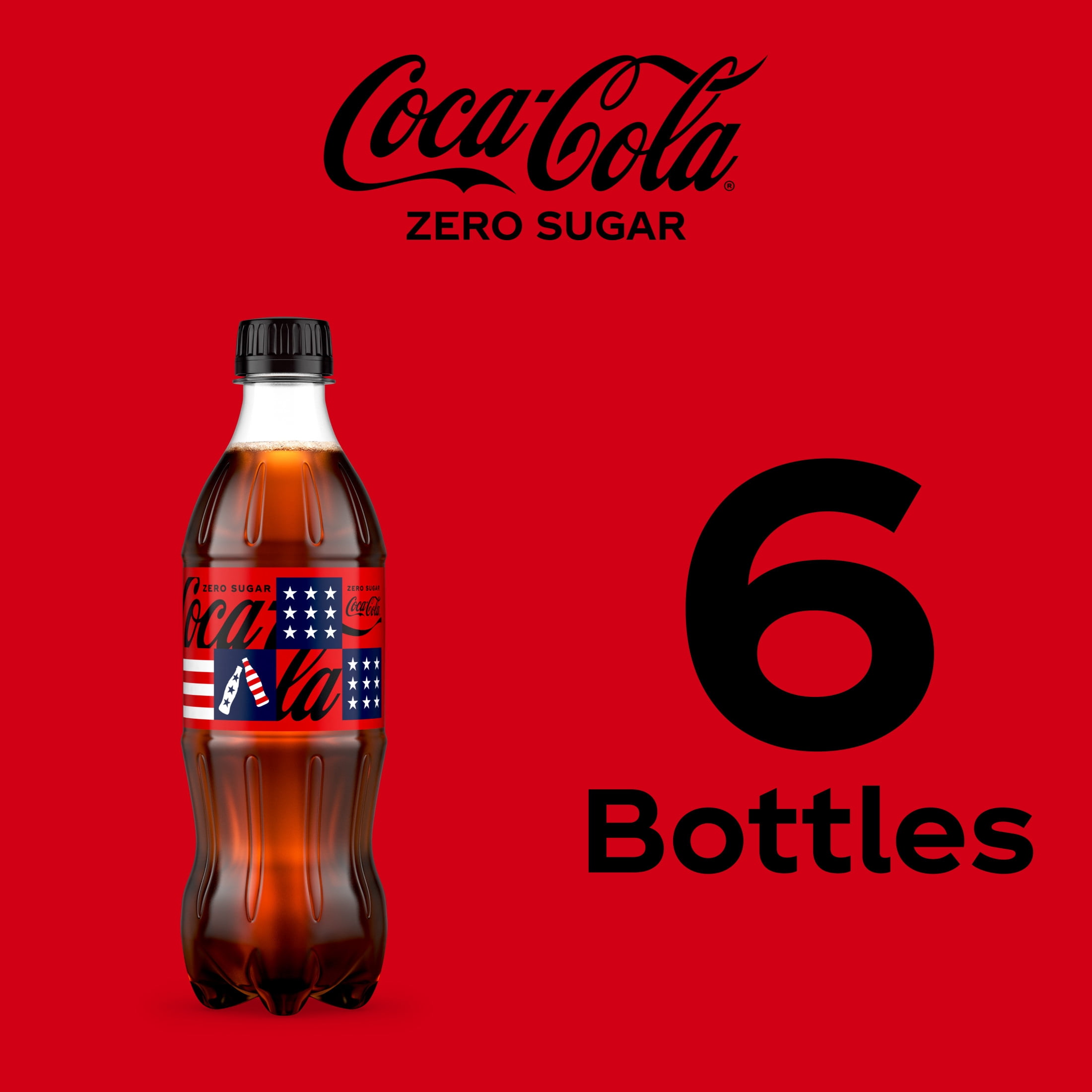 Coca-Cola Zero Sugar Soda Pop Bottles, 16.9 fl oz, 6 Pack