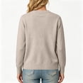 thumbnail image 4 of Womens Crew Neck Button Down Cardigan Solid Color Soft Knit Long Sleeve Outerwear Fall Winter Ribbed Hem Loose Fit Casual Knit Jumper Tops Brown L, 4 of 5