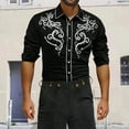 thumbnail image 2 of Long Sleeve Shirts for Men Solid Western Cowboy Embroidered Shirt Slim Fit Casual Button Shirt White L, 2 of 5