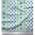 thumbnail image 1 of Soimoi Tissu Vert Coton à Rayures & Freesia Imprimé Floral par la Cour 56 Pouces de Large, 1 of 3